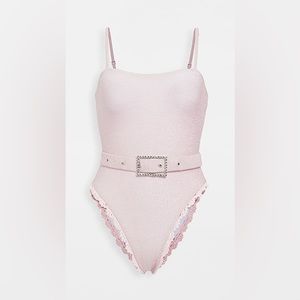 Maiyo London pink sparkle one piece with belt